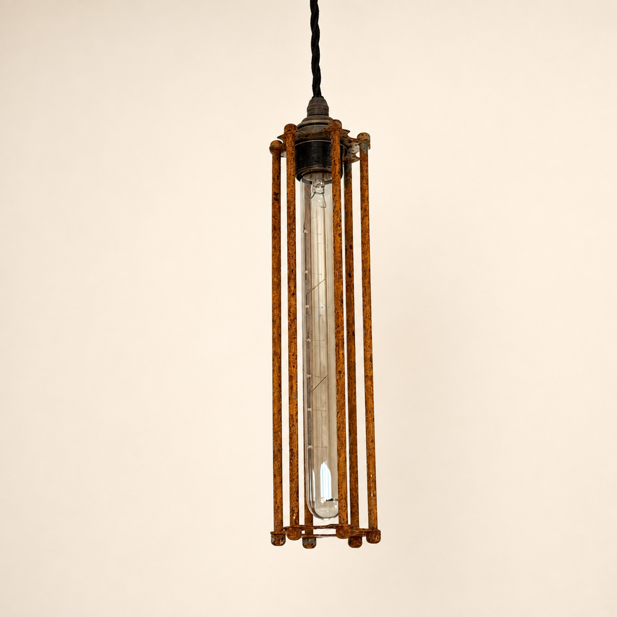 Rusted Solid Steel Cage Lampshade | Pendant Set Light ~ 12.5 Inches