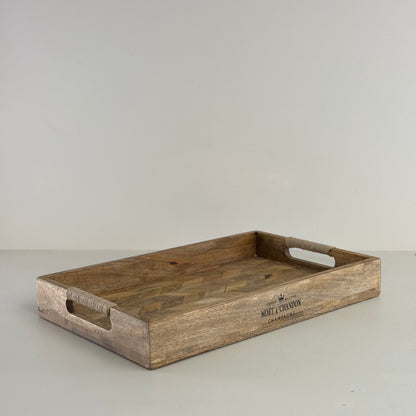 Moët & Chandon Champagne Butlers Wooden Serving Trays Natural Patchwork