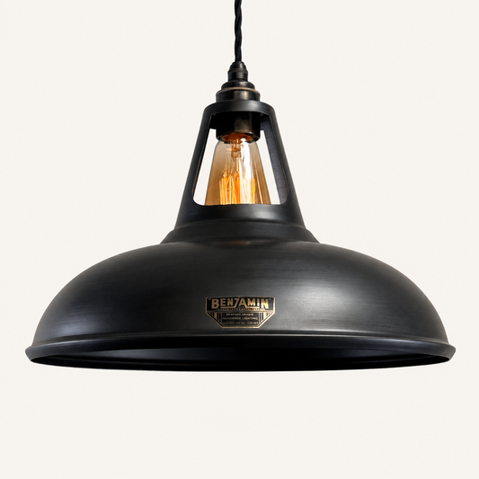 Cawston XL Pewter Grey Coolicon Lampshade Pendant Light - 14 Inch