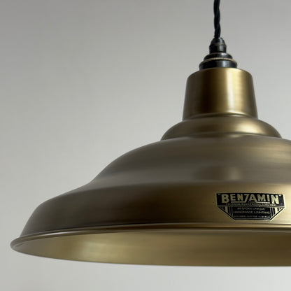 Bawsey - Antique Brass Industrial Pendant Light Factory Shade - 16 Inch