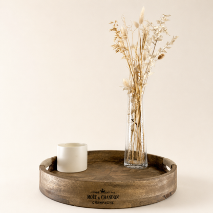 Moët & Chandon Wooden Champagne Round Serving Patchwork Tray | 37cm