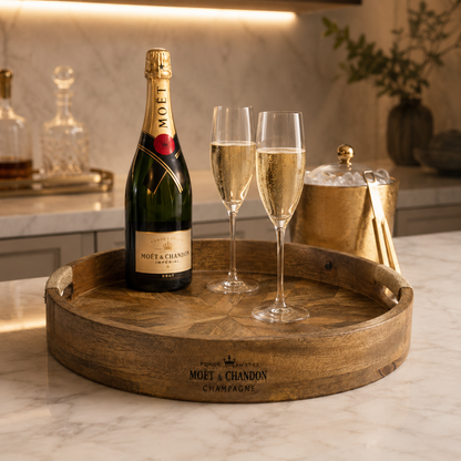 Moët & Chandon Large Round Wooden Champagne Serving Tray | 41cm