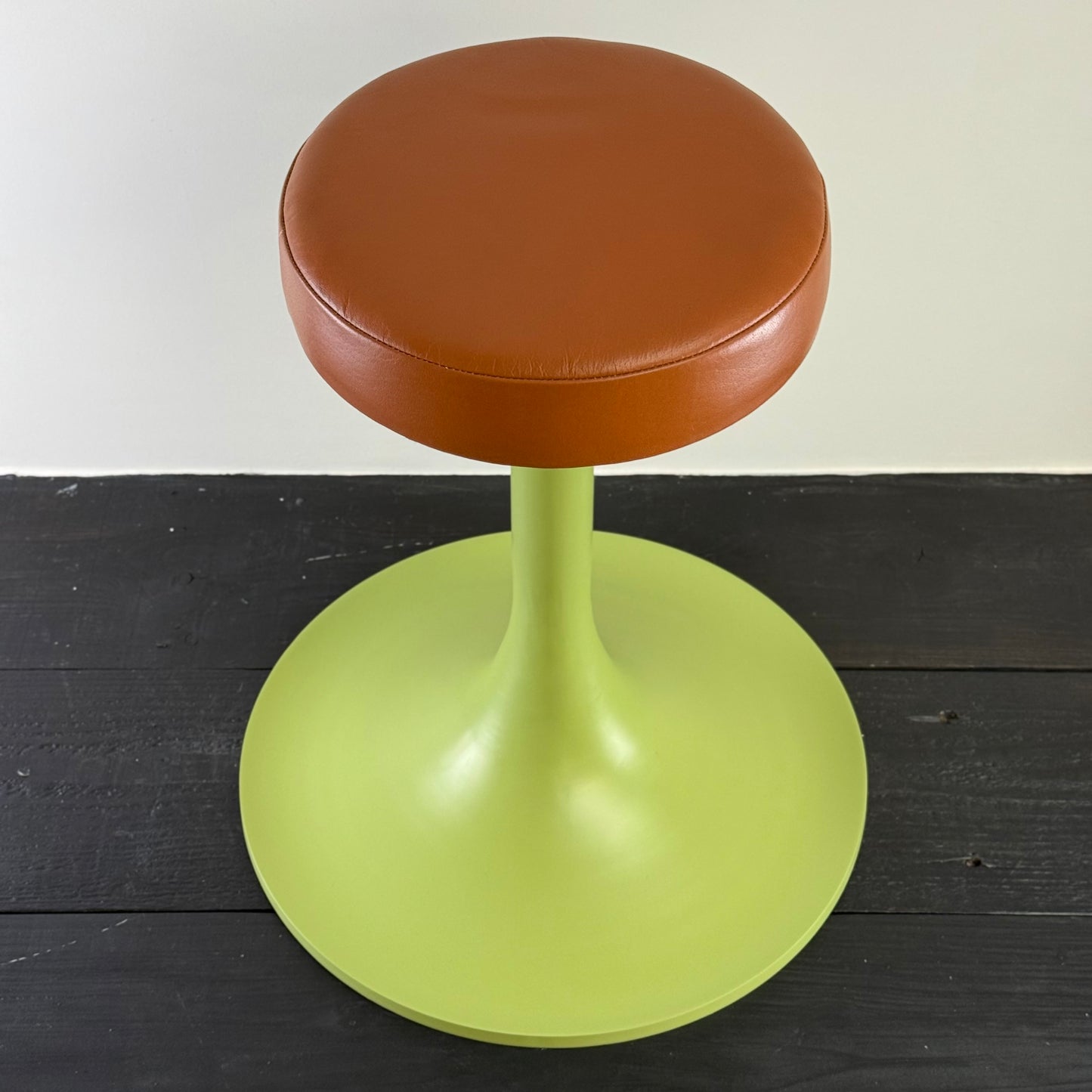 The Schoolhouse Light Green & Tan Leather Seat