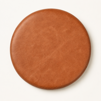 Tan Genuine Leather Round Replacement Stool Seat Pad - 31cm