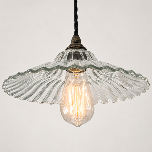 Lenwade Prismatic Glass Pendant Light | Vintage Railway Style *Factory Second*