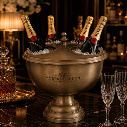 Moët & Chandon Antique Brass 4 Bottle Champagne Cooler | Large Ice Bucket