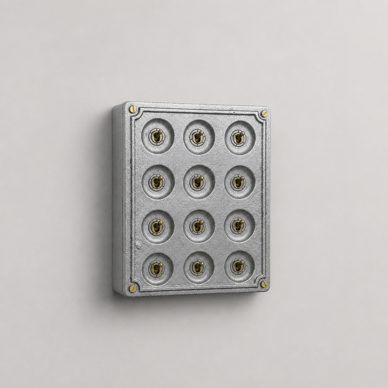 12 Gang 2 Way Solid Cast Metal Conduit Toggle Light Switch | Industrial Vintage Style