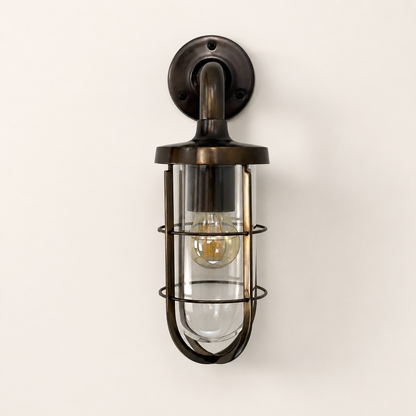 Runton Solid Brass Aged Bronze Swan Neck Wall Light - IP54