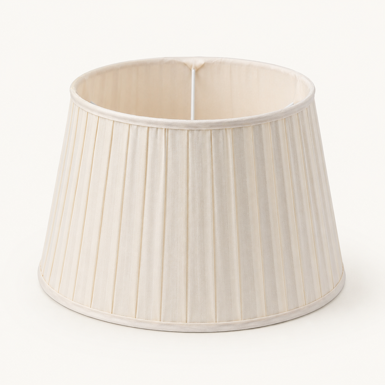 Vintage Ivory Pleated Fabric Empire Lampshade - Classic Traditional Shade
