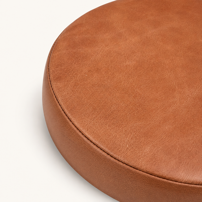 Tan Genuine Leather Round Replacement Stool Seat Pad - 31cm