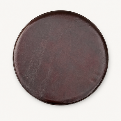 Oxblood Genuine Leather Round Bar Stool Replacement Seat - 31cm