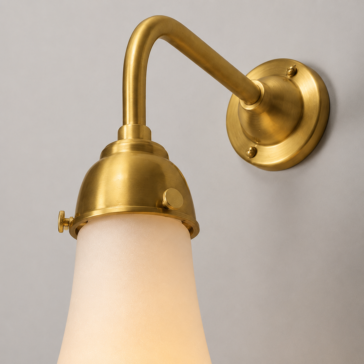 Opaline Antique Brass Wall Sconce Industrial Vintage Light | Dining Room | Kitchen Table |