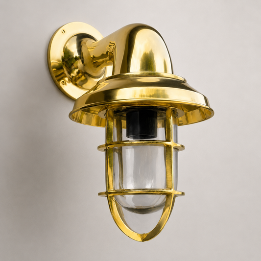 Wells - Solid Brass Bulkhead Outdoor & Bathroom Wall Light