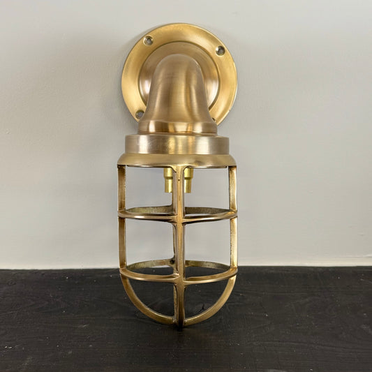 Beachamwell ~ Bulkhead Outdoor & Bathroom Sconce Wall Light | Solid Antique Brass | 10.5 Inch *Factory Second*