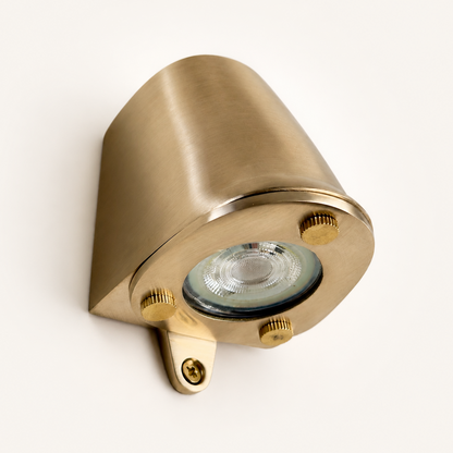 Holt - Raw Solid Brass Mast Down Wall Light - IP54 Outdoor & Bathroom