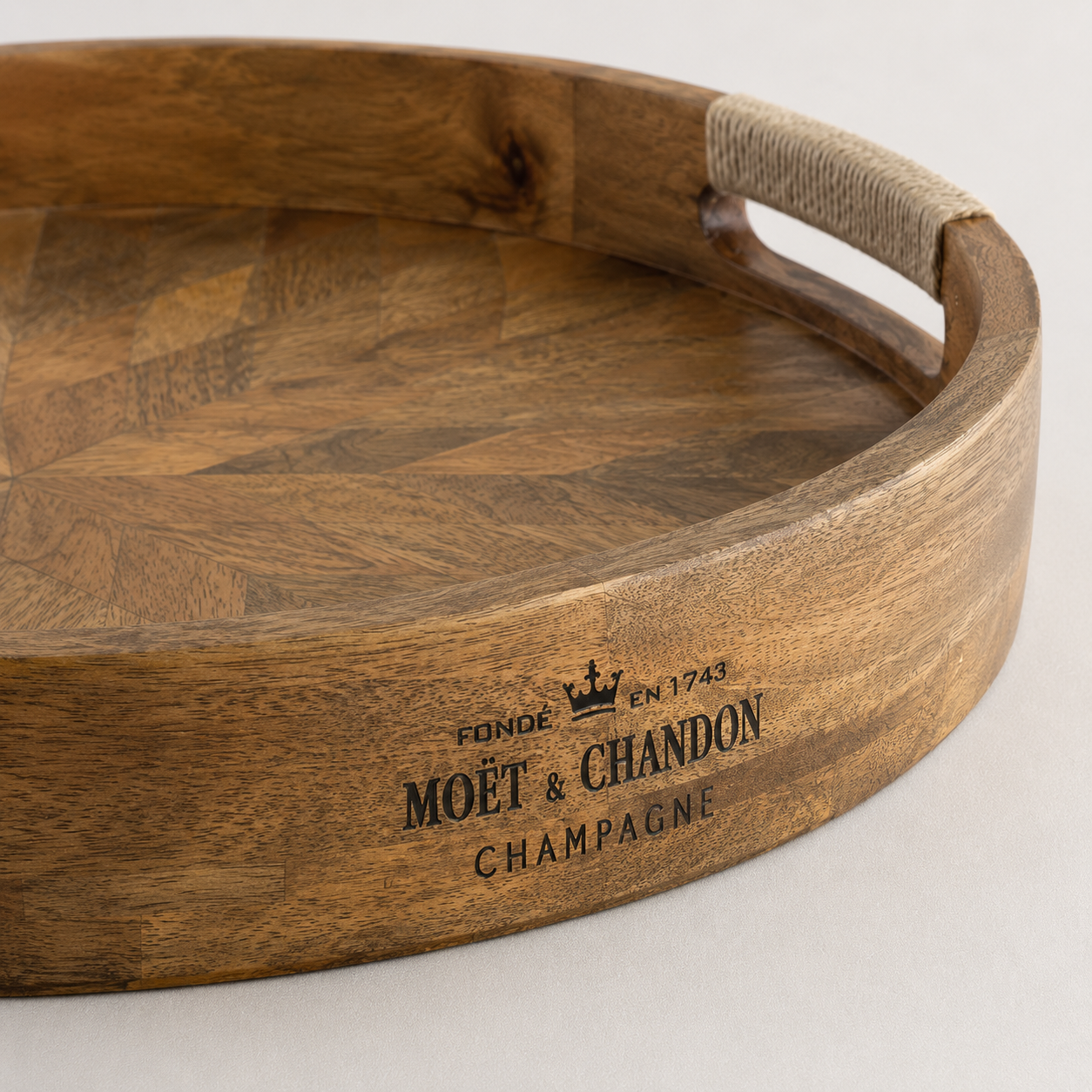 Moët & Chandon Large Round Wooden Champagne Serving Tray | 41cm