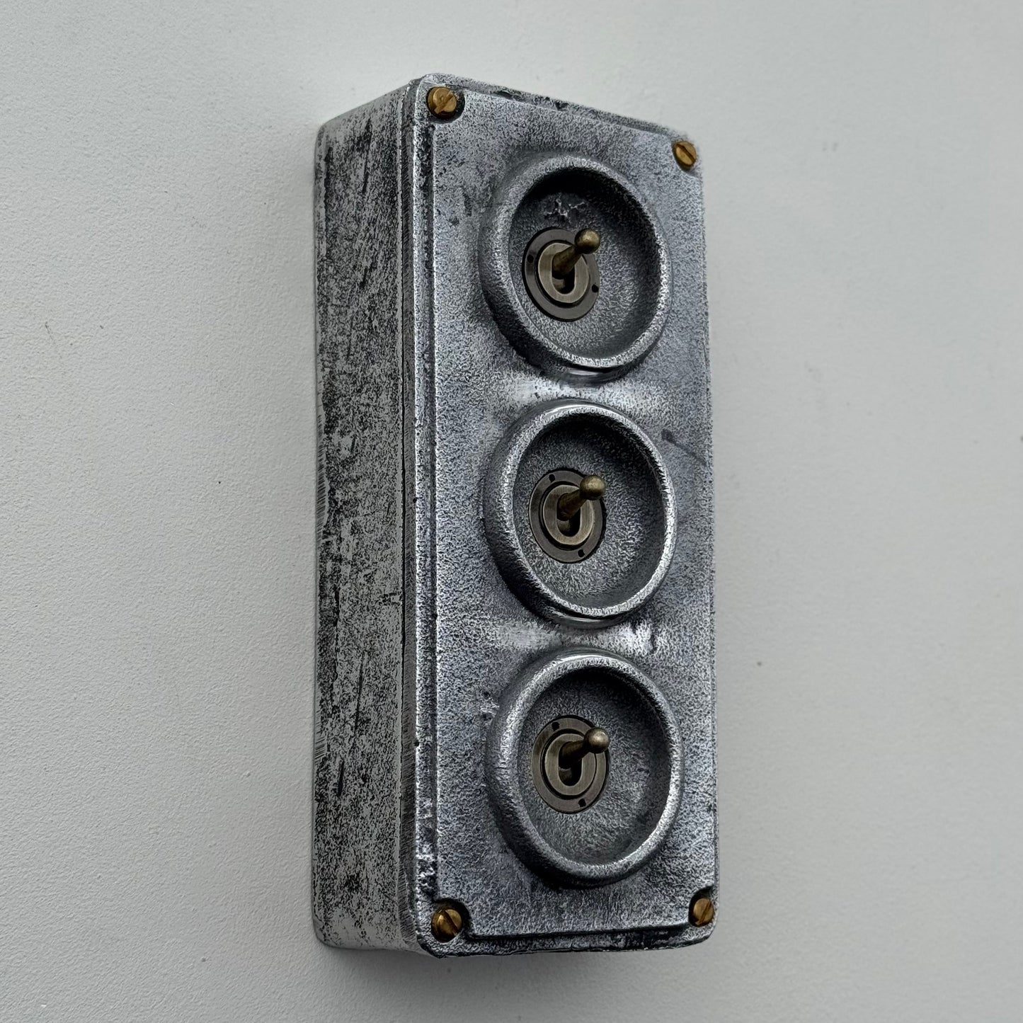 3 Gang 2 Way Solid Cast Metal Toggle Light Switch | Industrial Vintage Surface Mounted *Factory Second*