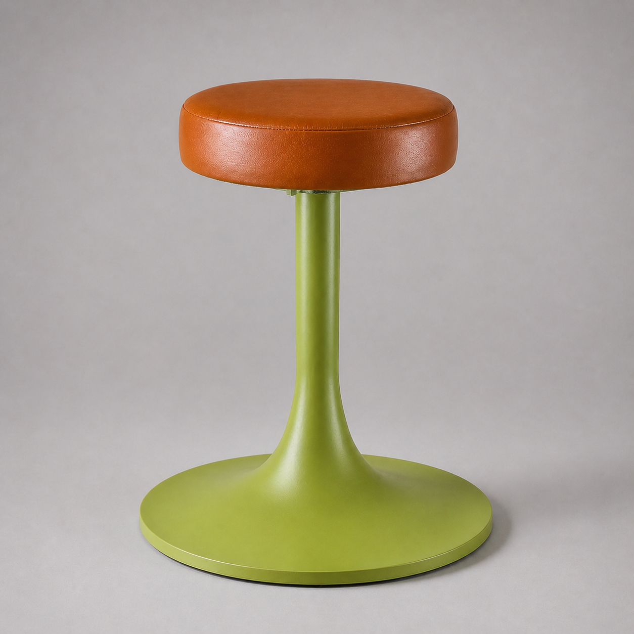 The Schoolhouse Wasabi Green & Tan Leather Seat Stool