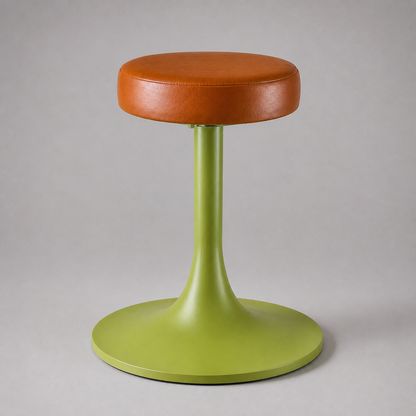 The Schoolhouse Wasabi Green & Tan Leather Seat Stool