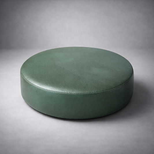 New Genuine Leather Vintage Green Bar Stool Top Handmade | Vintage Style | Replacement Seat 12 Inch