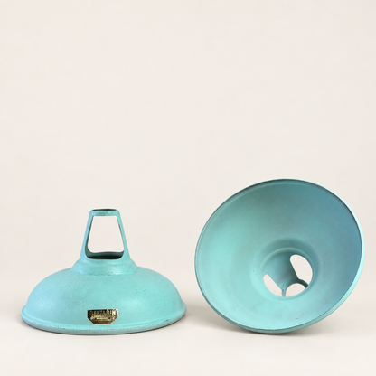 Cawston - Copper Verdigris Patina Finish Slotted Lampshade Pendant Ceiling Light *Factory Second* - 11 Inch