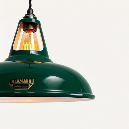 Cawston XL Racing Green Coolicon Lampshade Pendant Light - 14 Inch