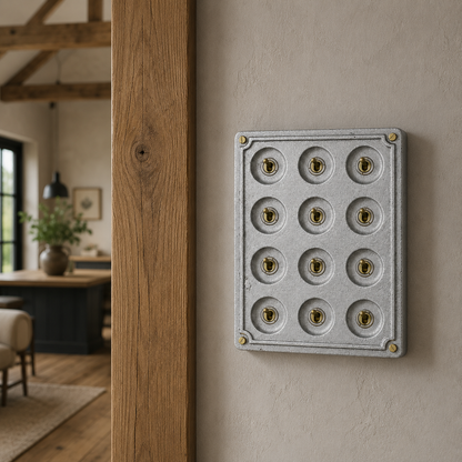 12 Gang 2 Way Solid Cast Metal Conduit Toggle Light Switch | Industrial Vintage Style