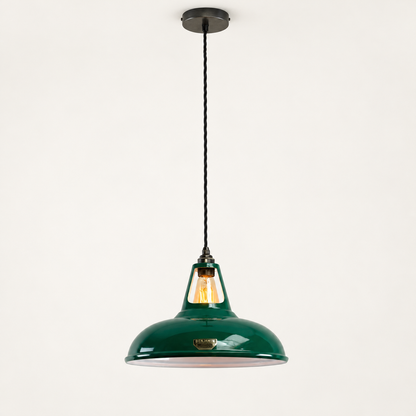 Cawston XL Racing Green Coolicon Lampshade Pendant Light - 14 Inch