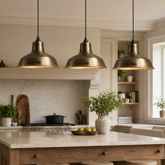 Filby Antique Brass RLM Lampshade Pendant Light - 12.5 Inch