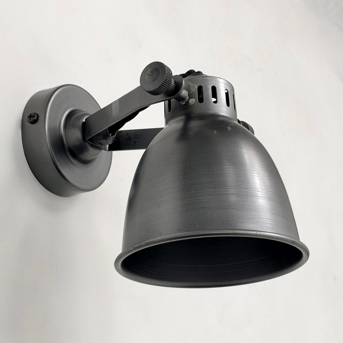 Colby ~ Solid Pewter Grey Steel Short Adjustable Arm Industrial Wall Light *Factory Second*