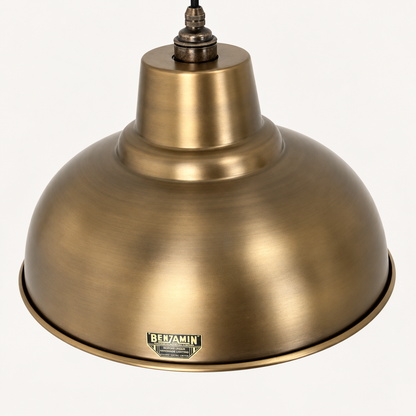 Salthouse XL Antique Brass Dome Lampshade Pendant Light 14.5 Inch