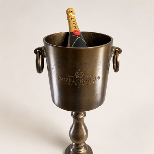 Moët & Chandon Antique Brass Champagne Ice Bucket Stand | Floor Standing Wine Cooler