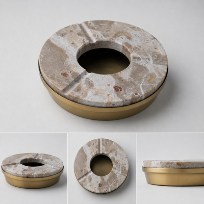 Marble Cigar Ashtray Brass Cigarette Holder Catchall Tray Handcrafted Gift