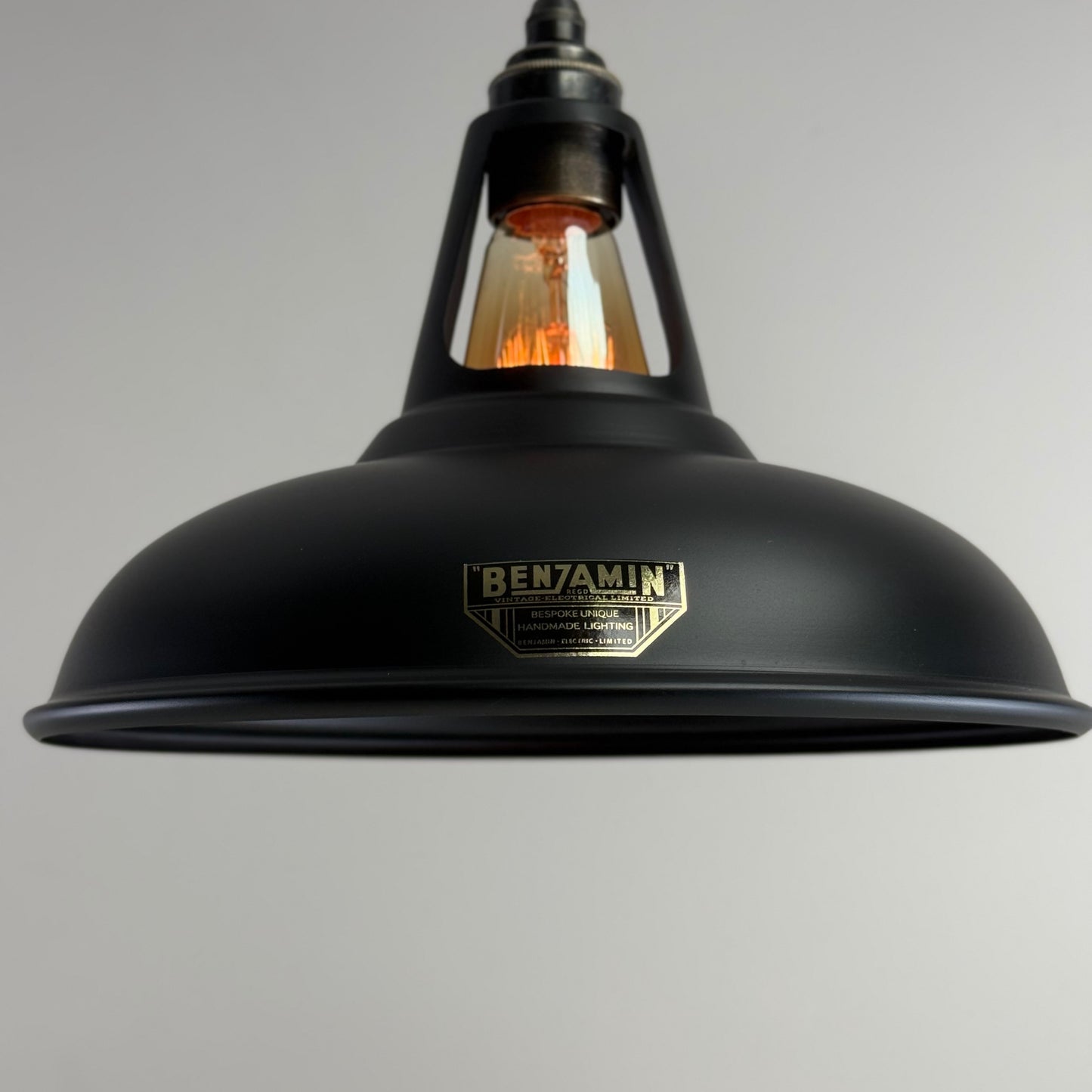 Cawston - Matt Black Lampshade Slotted Design Pendant Ceiling Light - 11 Inch *Pre Order*