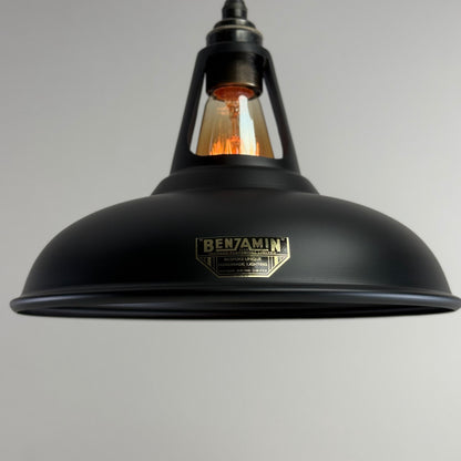 Cawston - Matt Black Lampshade Slotted Design Pendant Ceiling Light - 11 Inch *Pre Order*