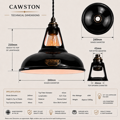 Cawston - Midnight Black Slotted Coolicon Pendant Light | 11 Inch *Factory Second*