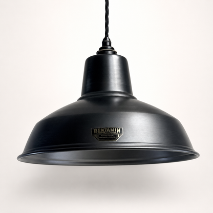 Filby Pewter Grey RLM Reflector Lampshade Pendant Light - 12.5 Inch