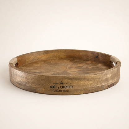 Moët & Chandon Wooden Champagne Round Serving Patchwork Tray | 37cm