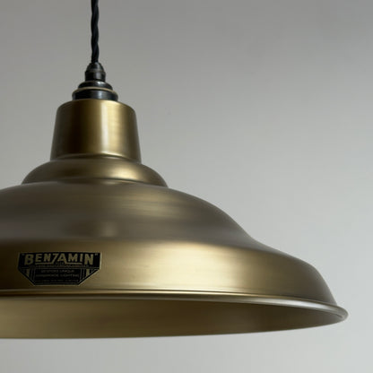 Bawsey - Antique Brass Industrial Pendant Light Factory Shade - 16 Inch