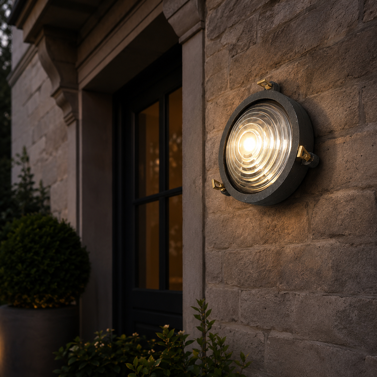 Wroxham - Pewter Round Bulkhead Wall & Ceiling Light - 9 Inch