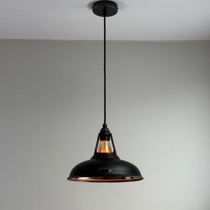 Cawston - Matt Black & Solid Copper Lampshade Slotted Design Pendant Ceiling Light - 11 Inch *Pre Order*