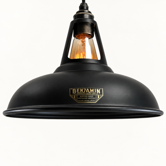 Cawston Matt Black Coolicon Lampshade Pendant Light - 11 Inch
