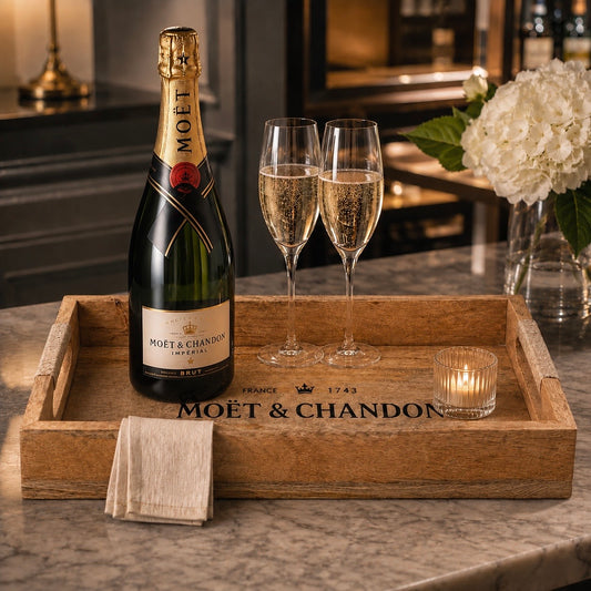 Wooden Serving Trays Moët & Chandon Champagne Butlers Crates Storage Boxes Natural Finish