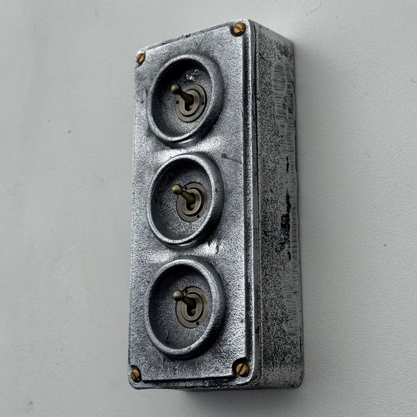 3 Gang 2 Way Solid Cast Metal Toggle Light Switch | Industrial Vintage Surface Mounted *Factory Second*