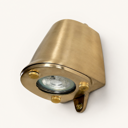 Holt - Raw Solid Brass Mast Down Wall Light - IP54 Outdoor & Bathroom
