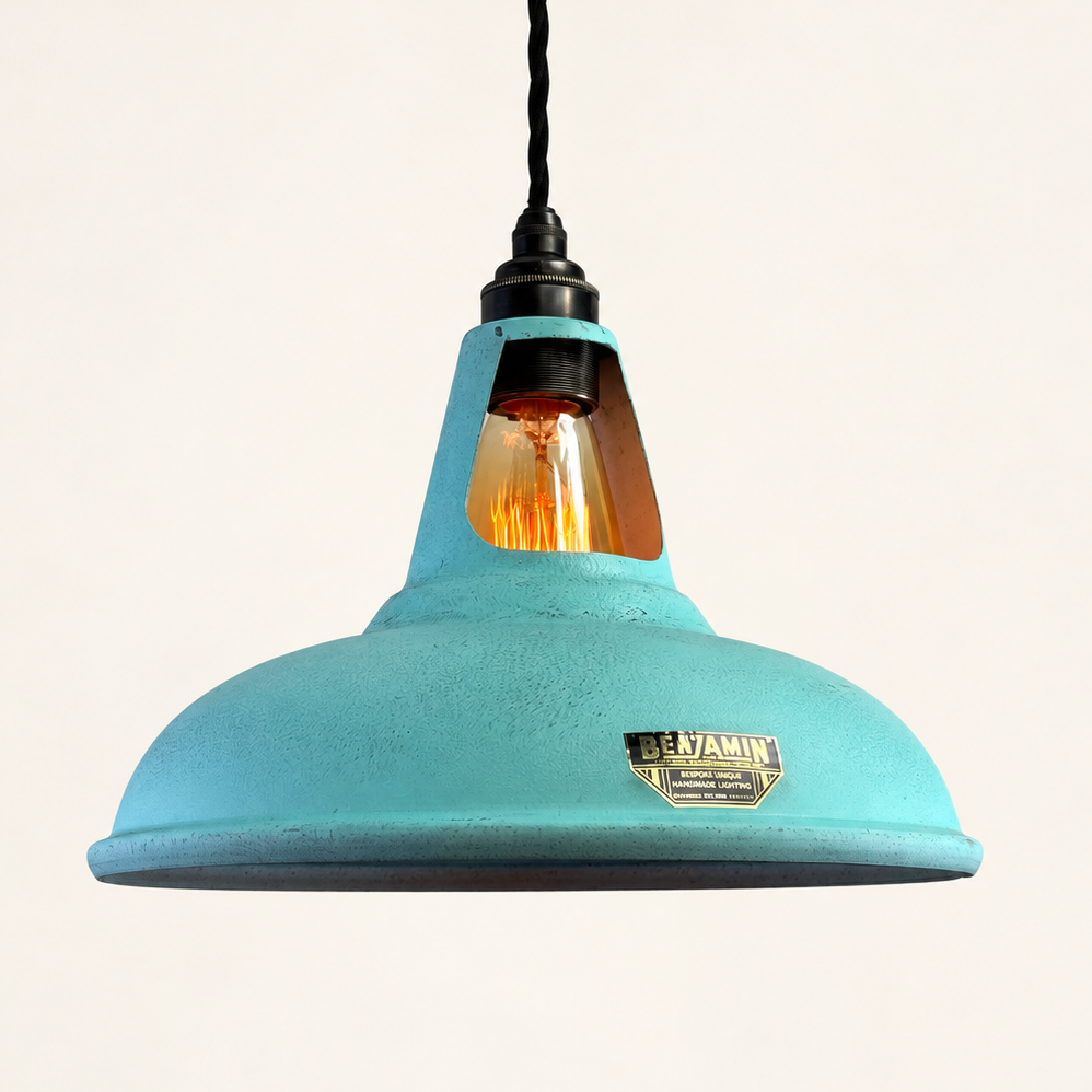 Cawston - Copper Verdigris Patina Finish Slotted Lampshade Pendant Ceiling Light *Factory Second* - 11 Inch