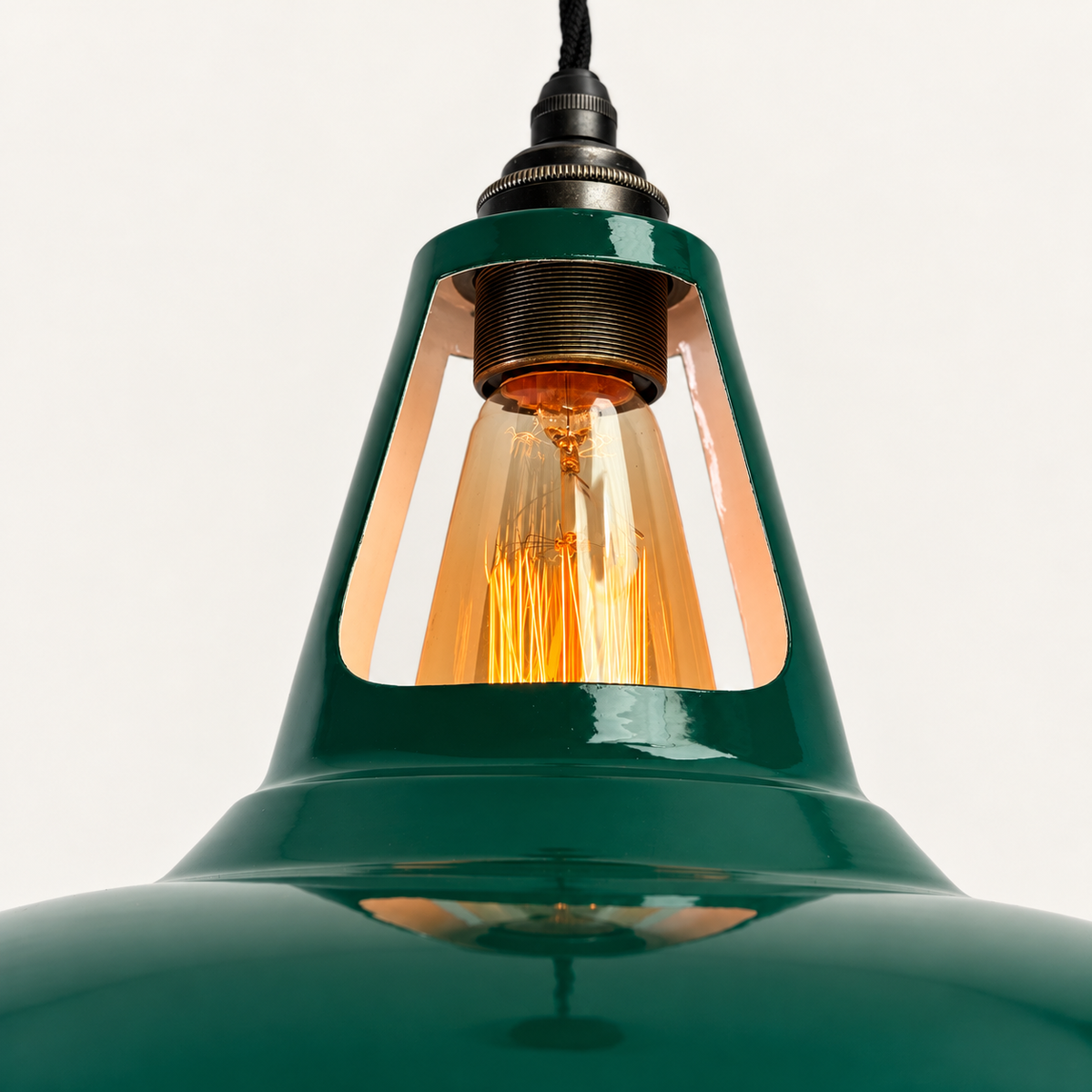 Cawston XL Racing Green Coolicon Lampshade Pendant Light - 14 Inch