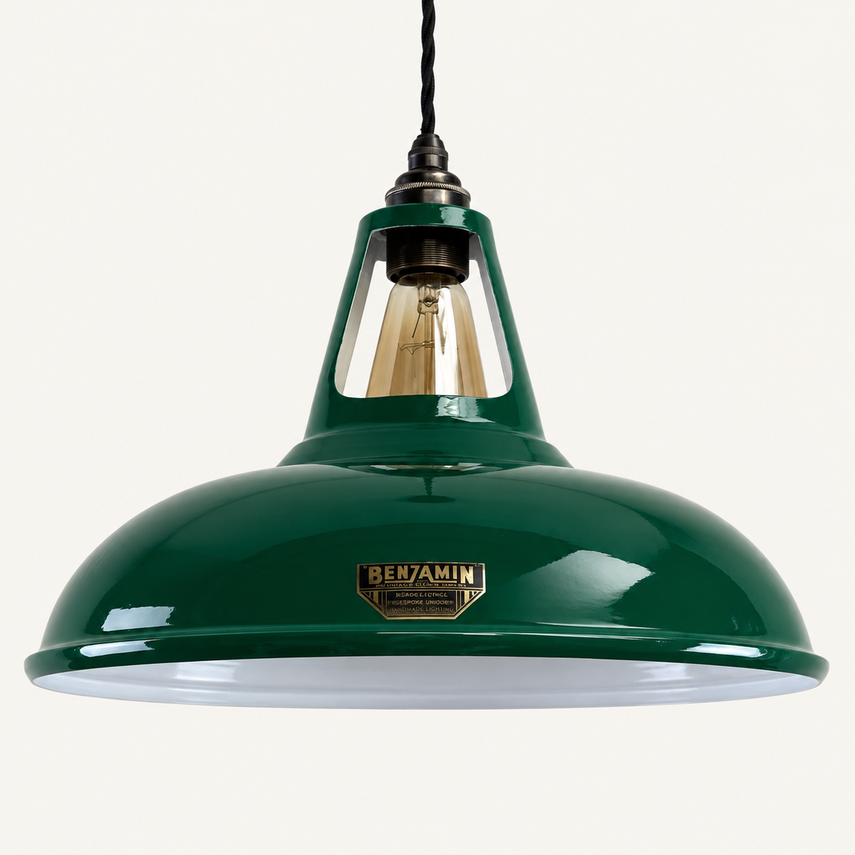 Cawston XL Racing Green Coolicon Lampshade Pendant Light - 14 Inch