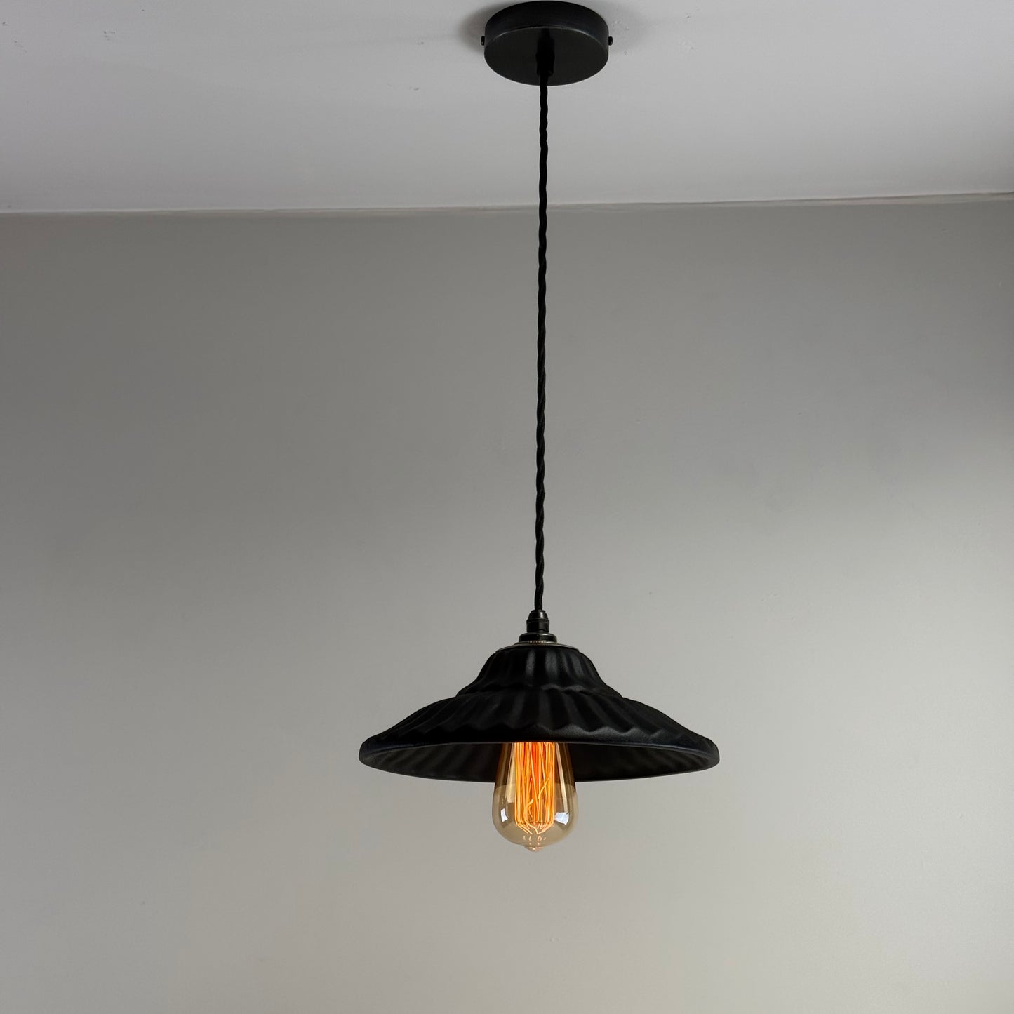 Lenwade - Matt Black Ceramic Shade Light Pendant Odette