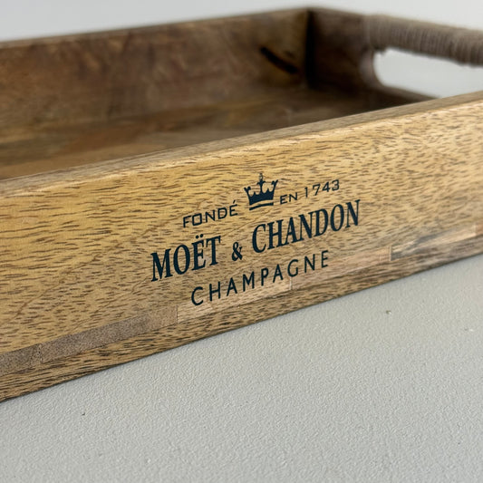 Moët & Chandon Champagne Medium Serving Tray Natural Wooden Patchwork
